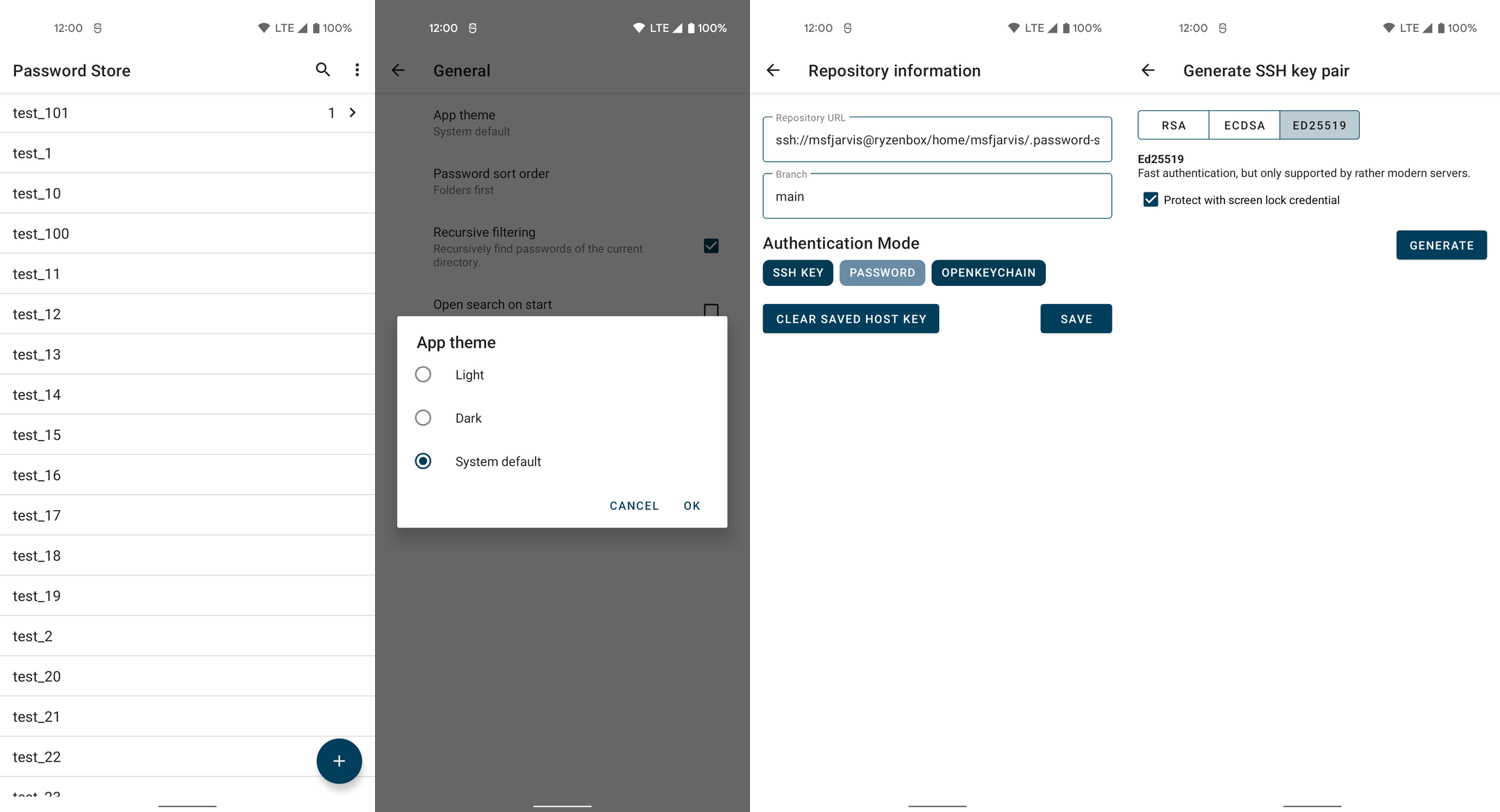 Screenshot gallery of a few APS screens before the Material 3 migration